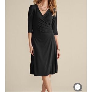 Soft Surroundings $130 Hyannis Faux Wrap Dress in black M Women's NEW